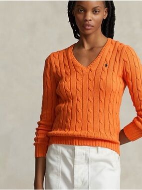 Polo Ralph Lauren Cable-Knit Cotton V-Neck Sweater Size small